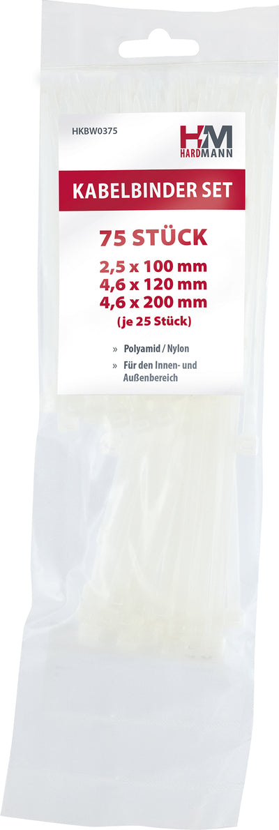 Hardmann Kunststoff-Kabelbinder Set
