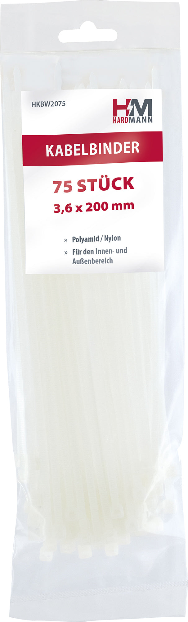 Hardmann Kunststoff-Kabelbinder 20 cm 75 Stk
