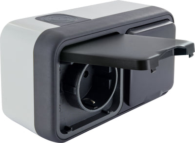 Hardmann 2fach Steckdose Outdoor waagrecht