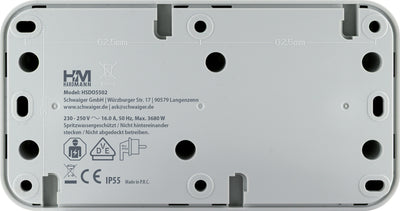 Hardmann 2fach Steckdose Outdoor waagrecht