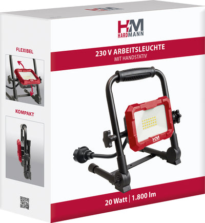 Hardmann Baustrahler mit Handstativ kabelgebunden