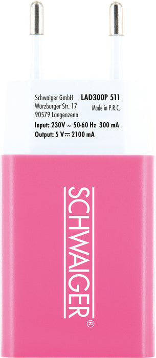 Ladegerät USB 2.0 A Pink/Blau