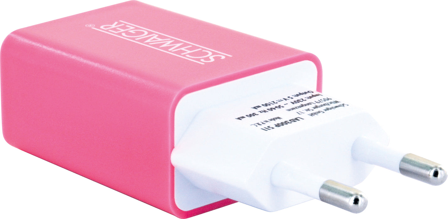 Ladegerät USB 2.0 A Pink/Blau