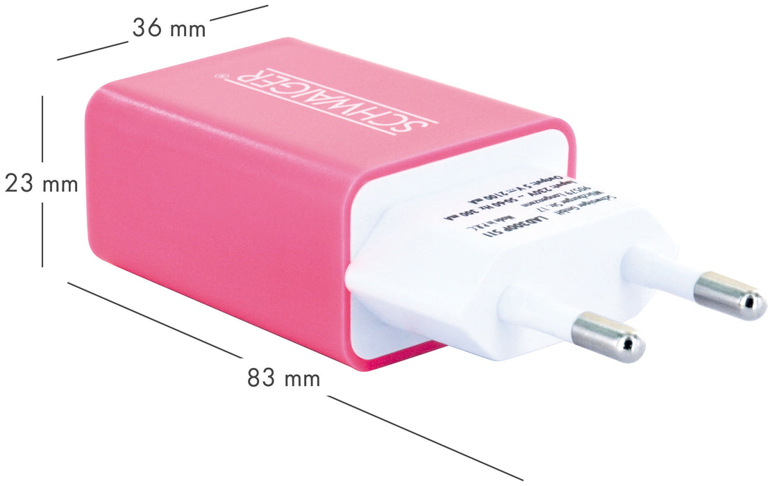 Ladegerät USB 2.0 A Pink/Blau