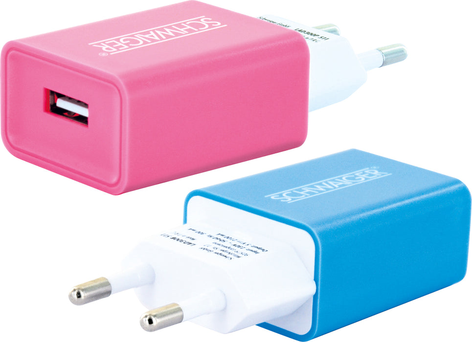 Ladegerät USB 2.0 A Pink/Blau