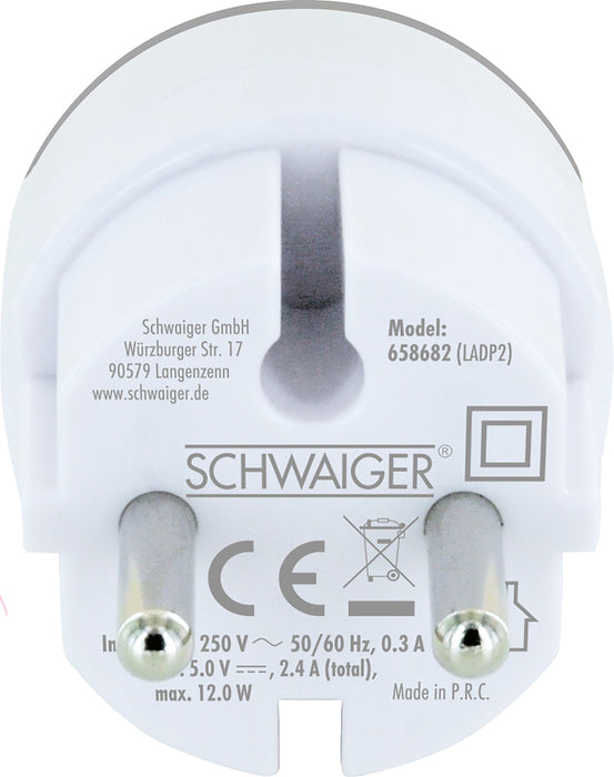 230 V USB Ladeadapter 2-fach