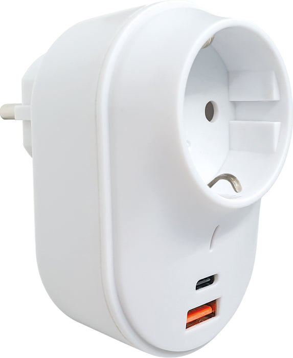 Steckdosenadapter mit USB-C + USB-A Slot 230V