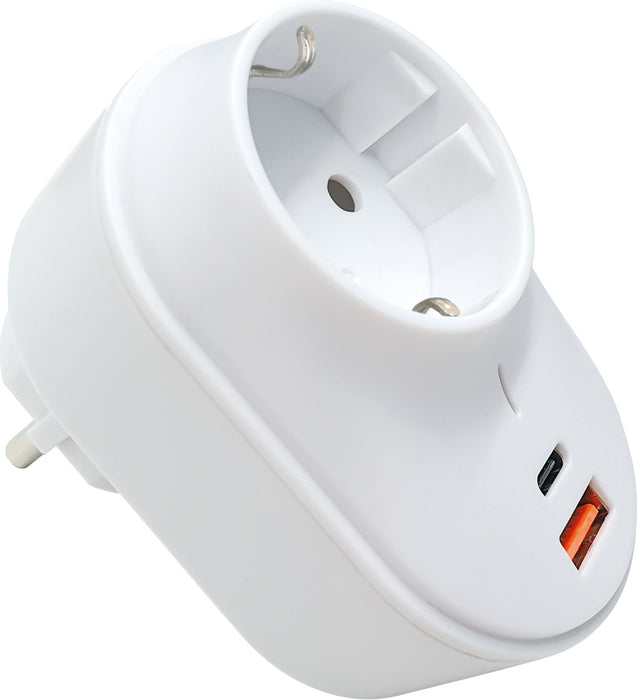 Steckdosenadapter mit USB-C + USB-A Slot 230V