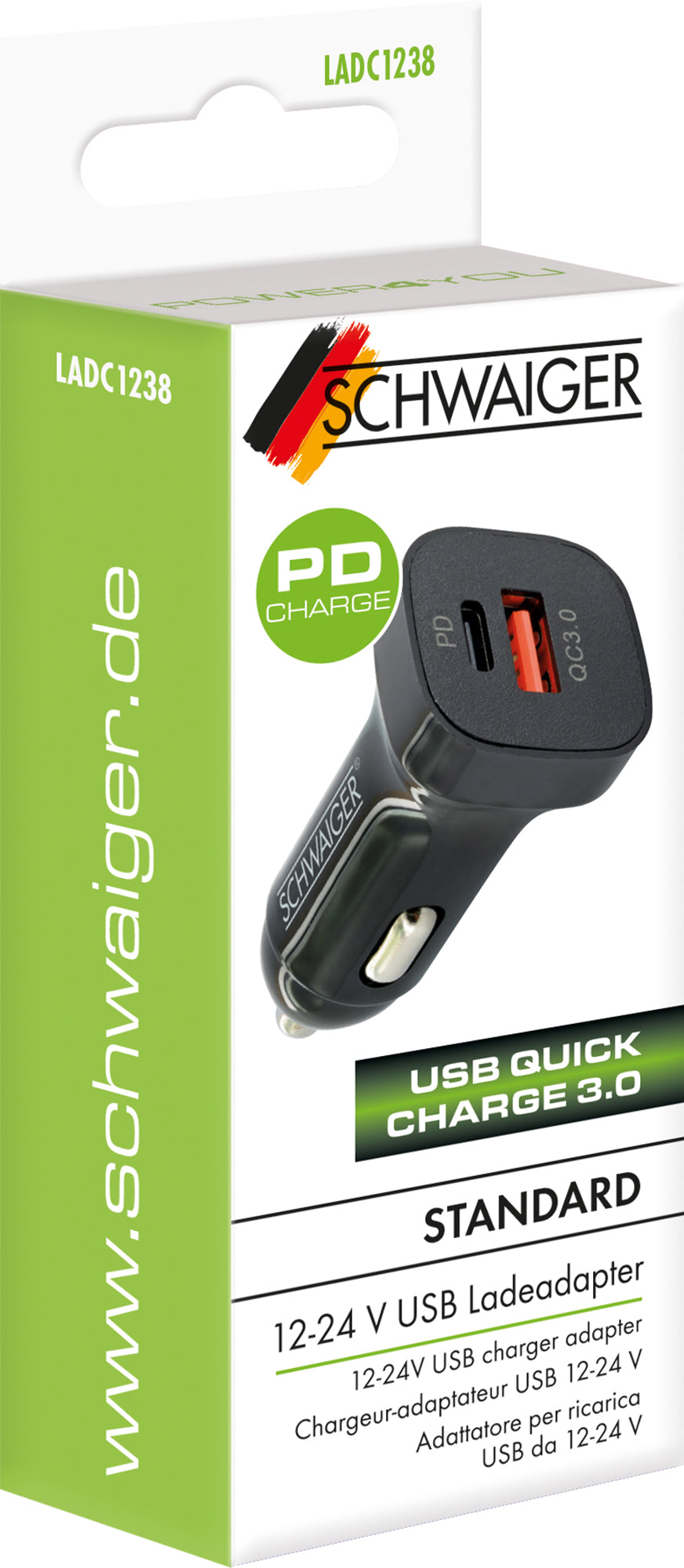 Car charging adapter 12/24V USB C &amp; A