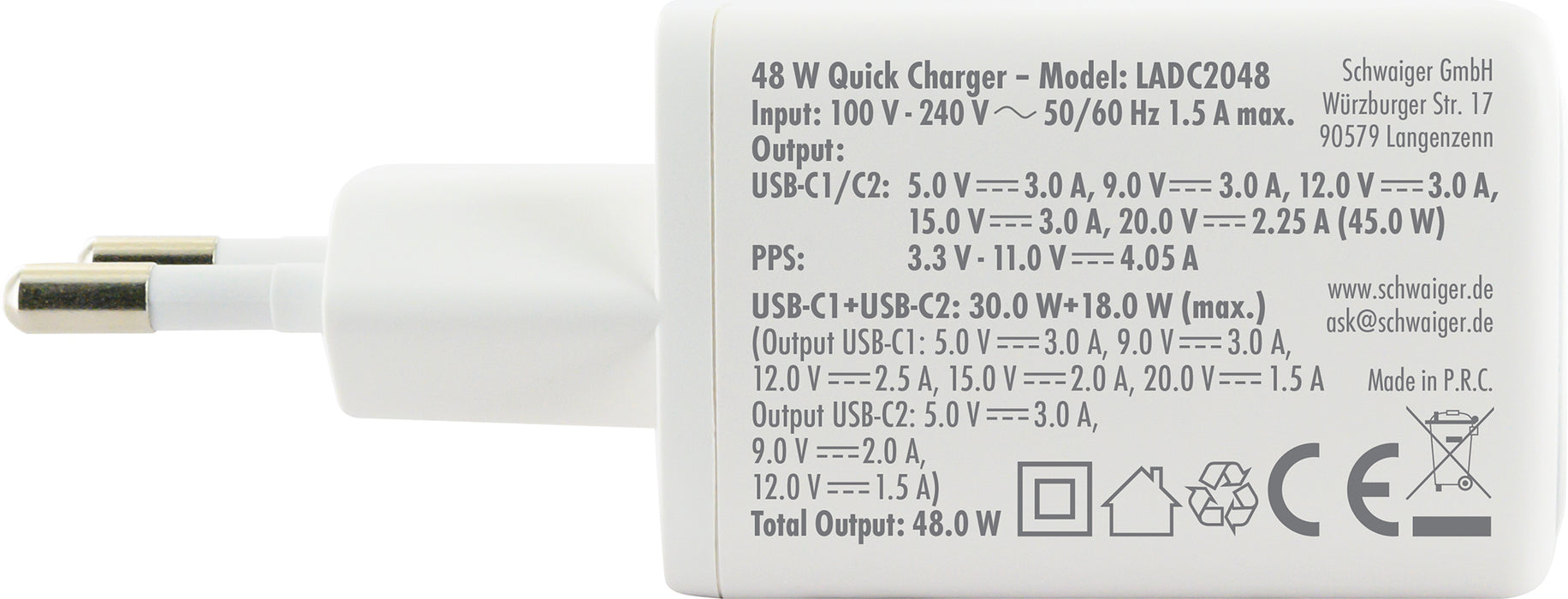Fast charger 48W white