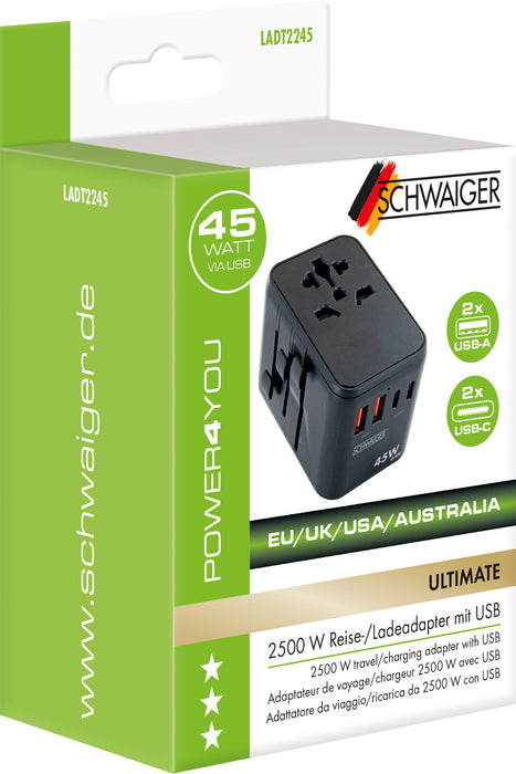 Reiseadapter mit USB-Anschlüssen