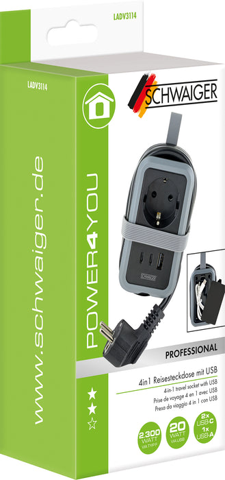 Reisesteckdose EU mit USB A + C