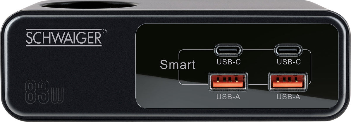 Steckdosenverlängerung mit Ladegerät USB-C & USB-A 83W