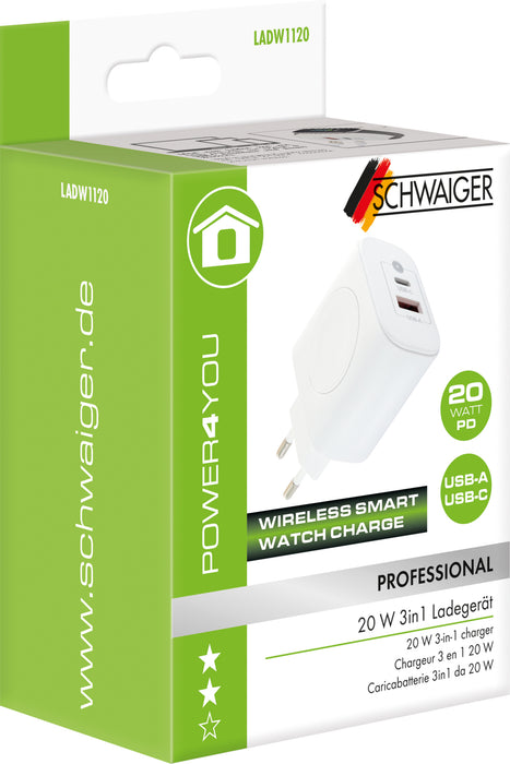 Ladeadapter SmartWatch USB-C & A 20W