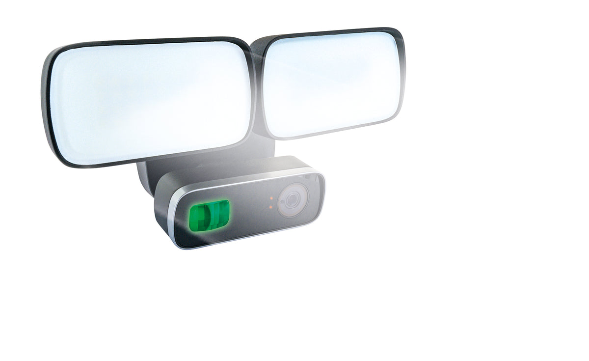LED floodlight camera with alarm siren, motion control & intercom