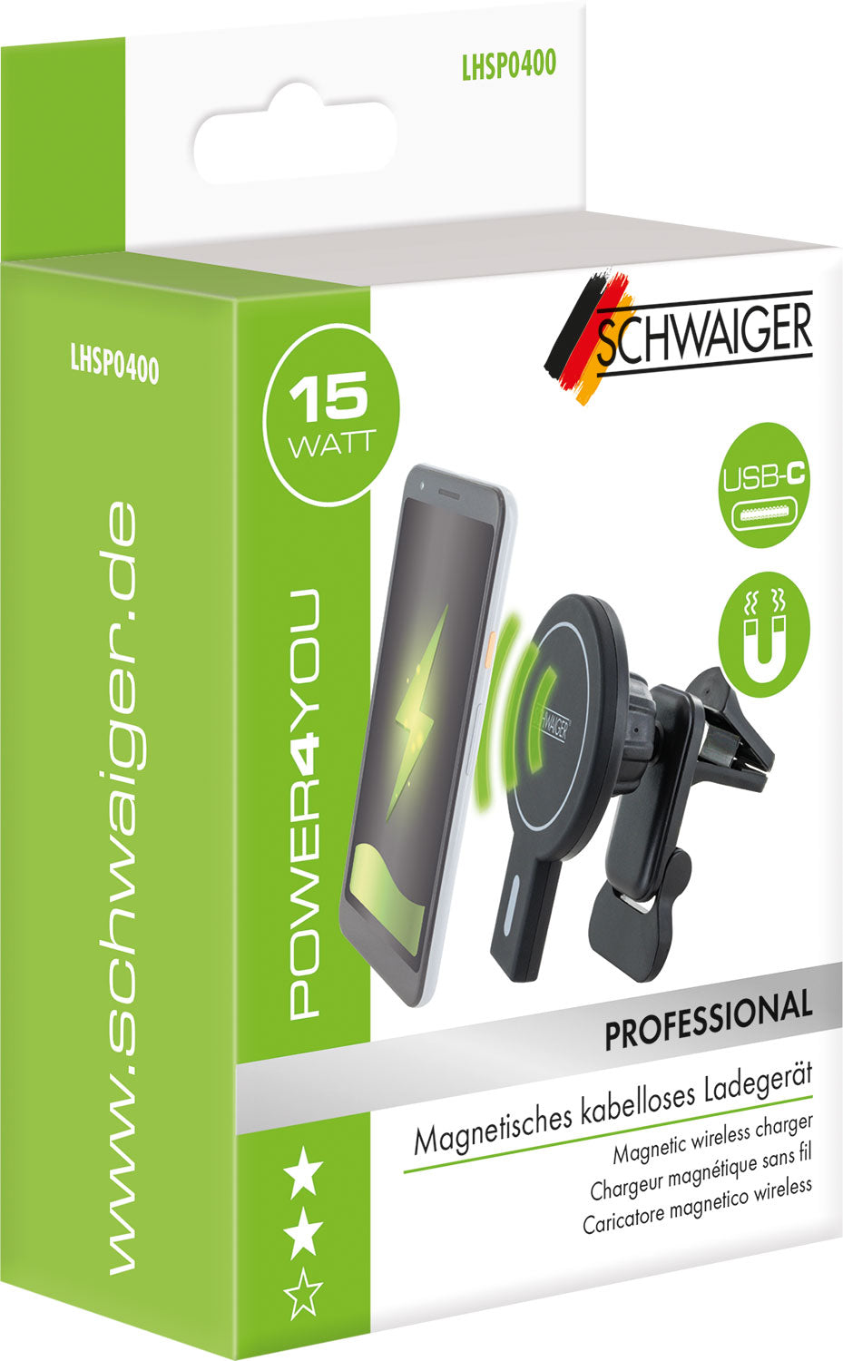 Car phone holder with QI charging function &amp; MagSafe