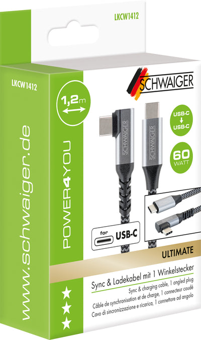 Ladekabel USB-C mit Winkelstecker (1,2 / 2 m)