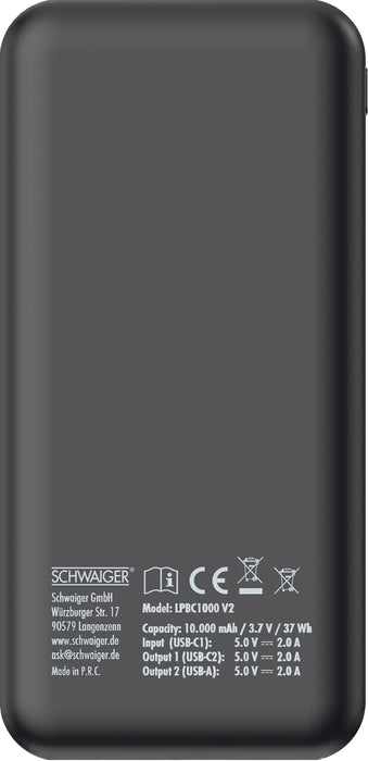 Power bank (10000 mAh) "Flat" with capacity display