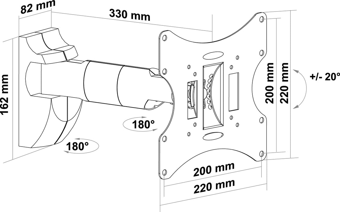 TV Wandhalter (2 Gelenke) bis 42 Zoll