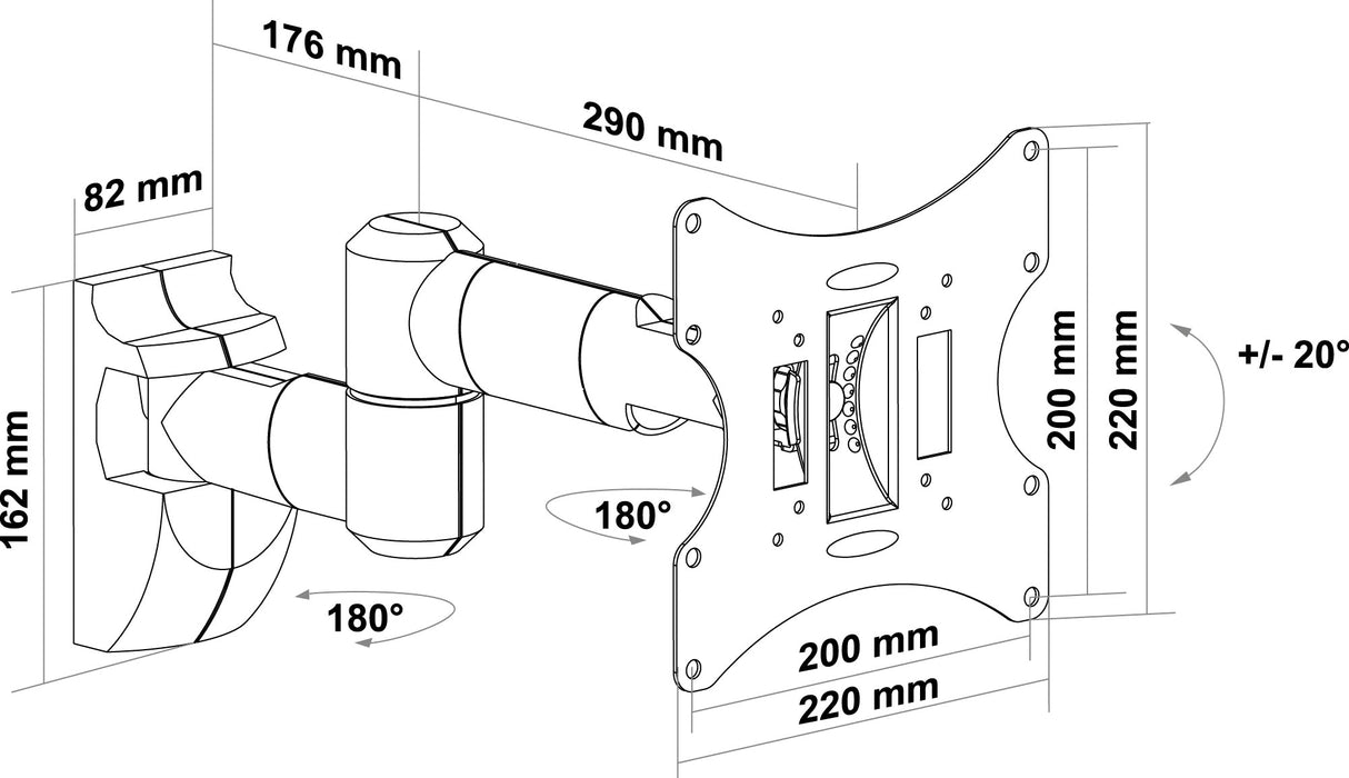 TV Wandhalter neig-, schwenkbar 23-42 Zoll