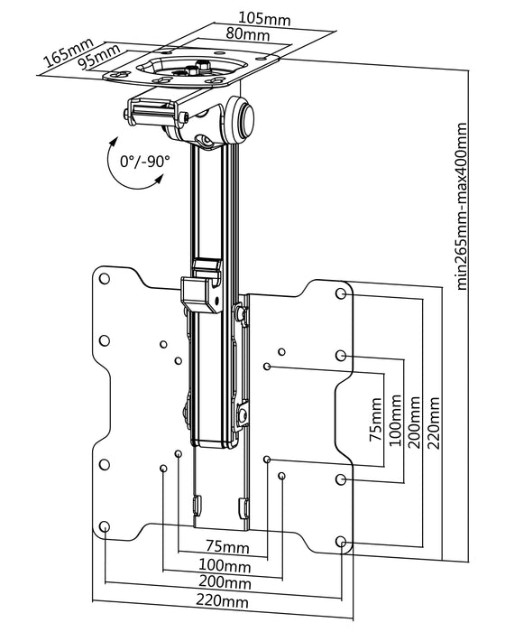 TV-Dachschrägen und Deckenhalterung