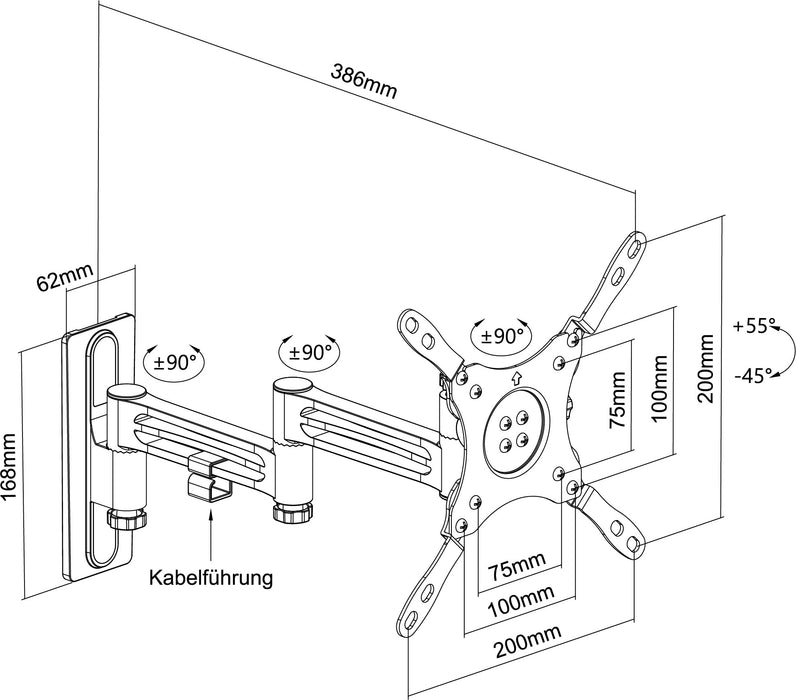 TV Wandhalter "MOTION 9" für Camper bis 43 Zoll