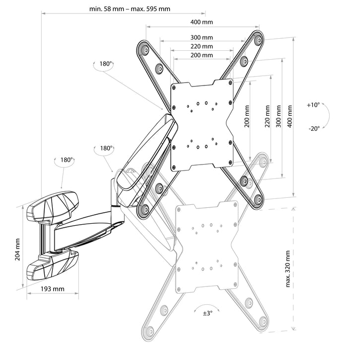 TV Wandhalter "FULL MOTION 1" bis 55 Zoll
