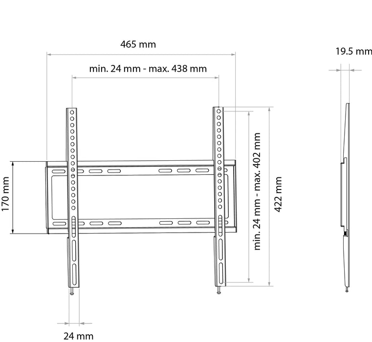 TV Wandhalter "FIXED 2" bis 75 Zoll