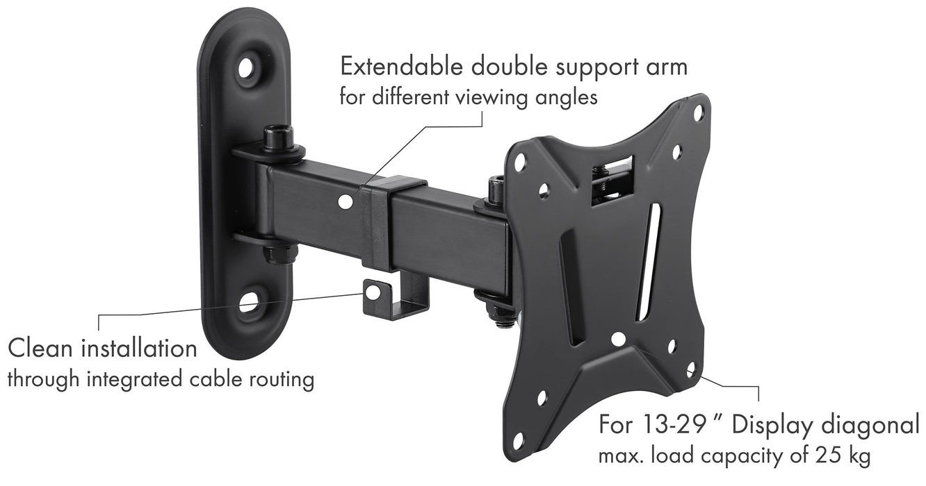 TV wall mount "MOTION 2" tiltable, swivelling, up to 25kg / 29" (VESA 100x100)