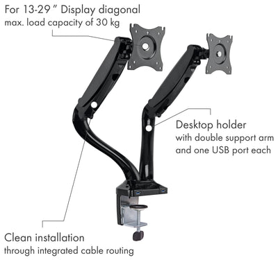 Monitor Tischhalter "FULL MOTION 2" für 2 Monitore bis 29 Zoll