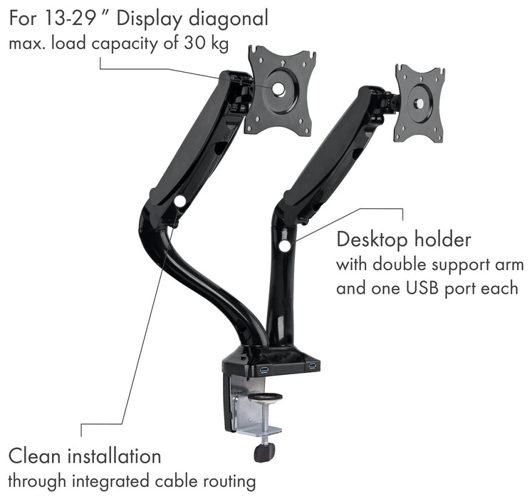 Monitor Tischhalter "FULL MOTION 2" für 2 Monitore bis 29 Zoll