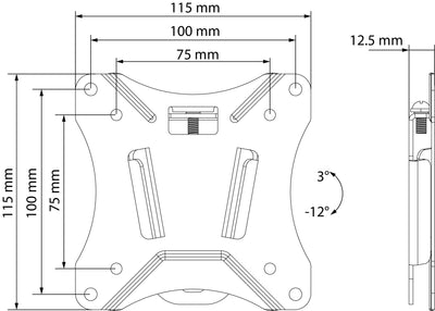 TV wall mount "TILT 1", tiltable, up to 25kg / 29" (VESA 100x100)