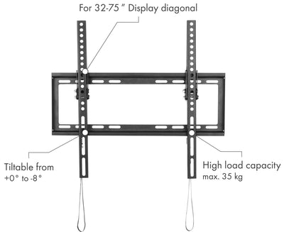TV wall mount "TILT 2", tiltable, up to 35kg / 75" (VESA 400x400)