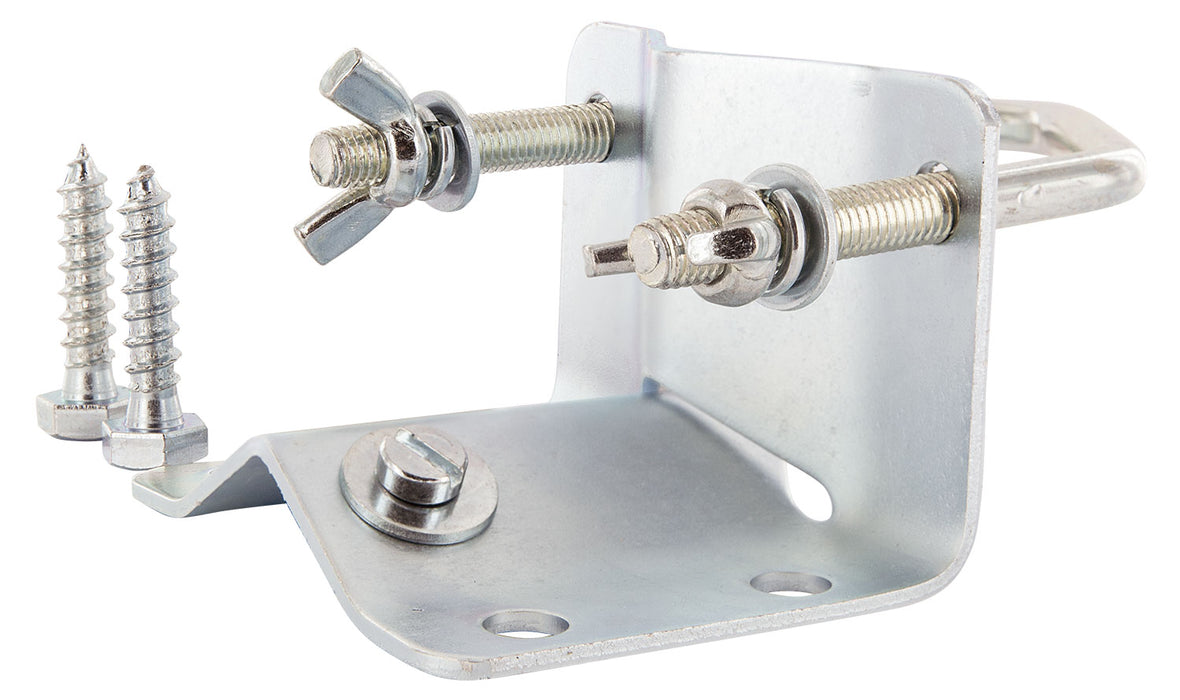 Pole base with grounding clamp and wood screws