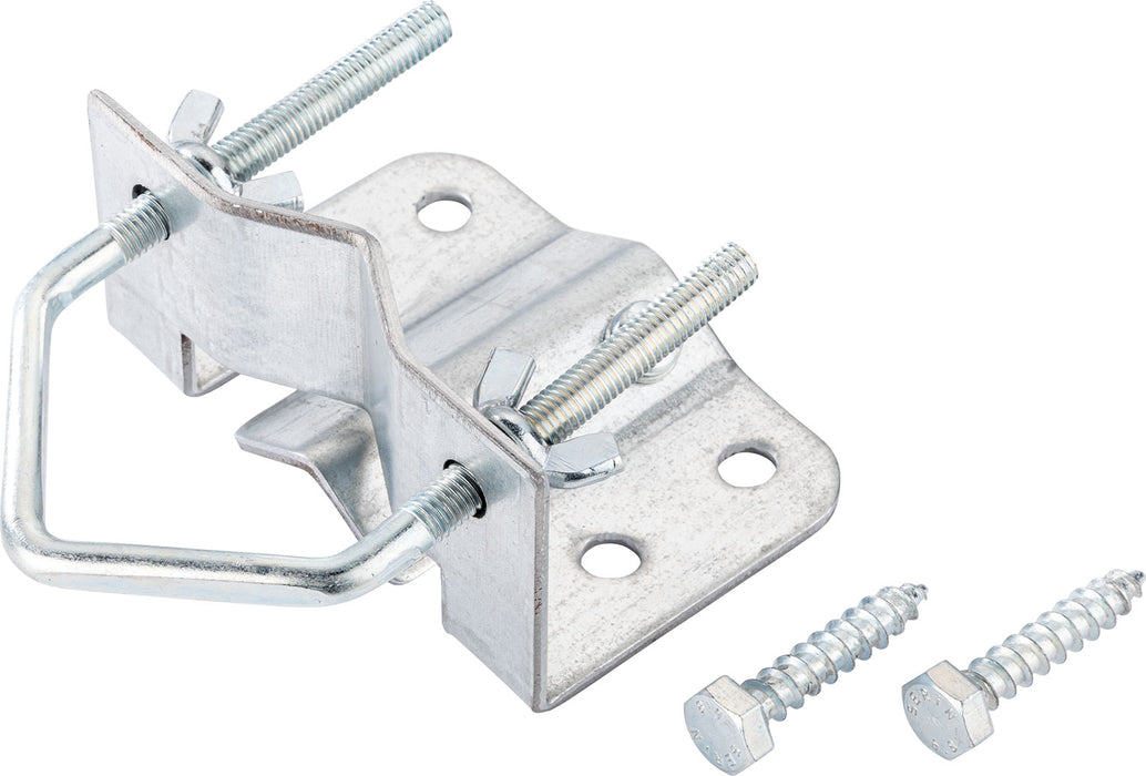 Pole base with grounding clamp and wood screws