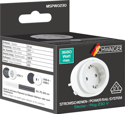 Steckdosen-/USB-Adapter für Stromschienen