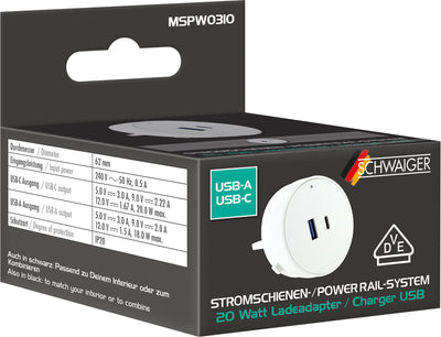 Steckdosen-/USB-Adapter für Stromschienen