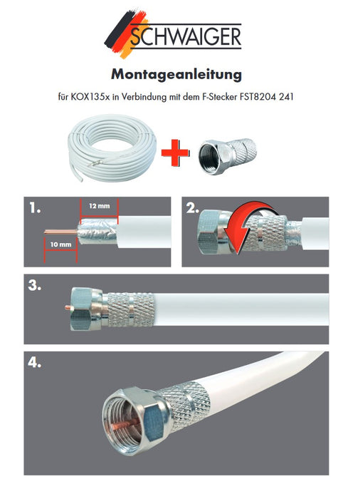 Koaxialkabel 50 m 135 dB mit 24 F-Steckern