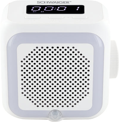 Socket radio with light sensor and lighting