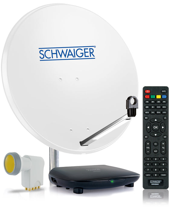 Satellitenanlage Weiß Stahl 75 cm mit Receiver