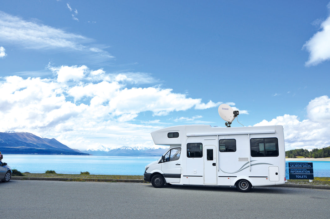 Camping SAT Set (steel offset antenna (35cm), single LNB, F-Quick twist-on connector, SAT coaxial cable)