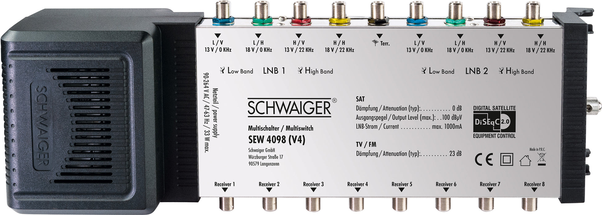 SAT Multischalter 9/8 mit integriertem Netzteil