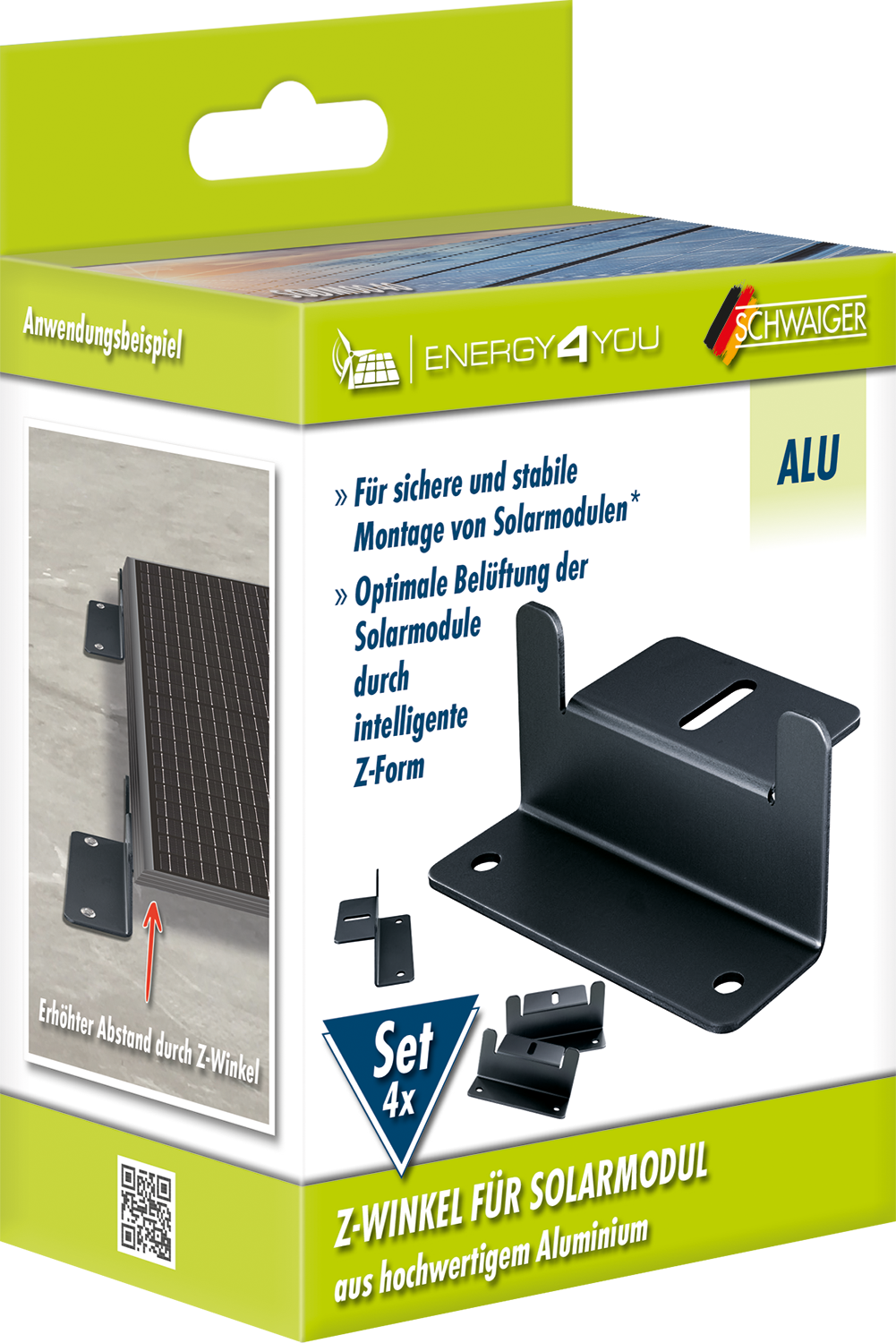 Flat roof mounting set for 1 solar module