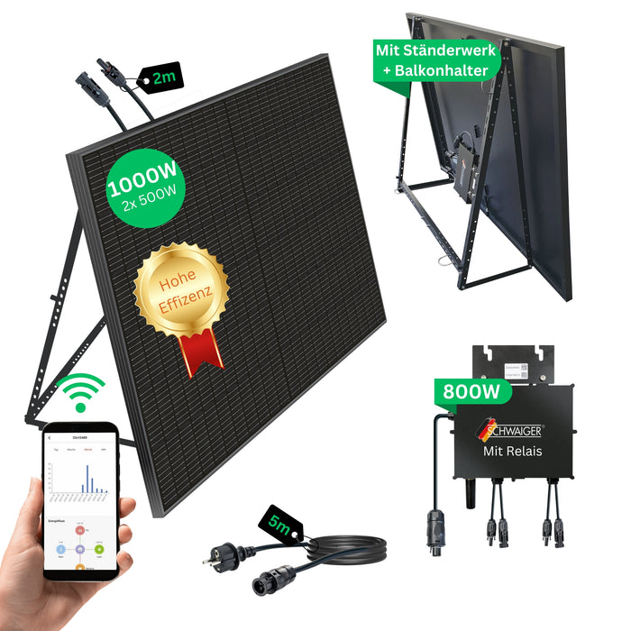 Solaranlage 2er Set Full Black 1000Wp