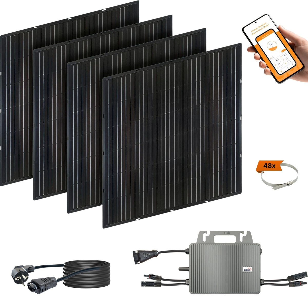 Slim-Line Modul 4er Set mit Wechselrichter
