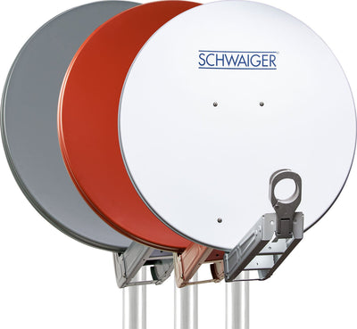 Aluminium Satellitenschüssel LNB-Doppeltragarm 80 cm Hellgrau/Rot/Anthrazit