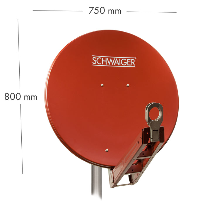 Satellitenanlage Set Ziegelrot Aluminium 75 cm