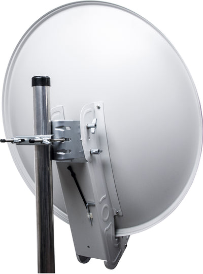 Aluminium Satellitenschüssel LNB-Doppeltragarm 80 cm Hellgrau/Rot/Anthrazit