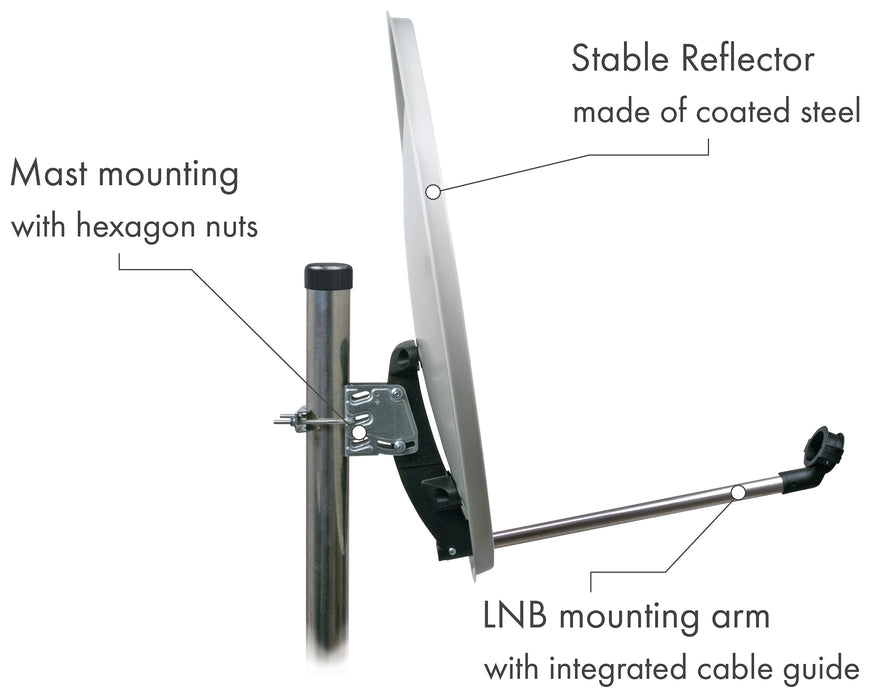 Satellitenschüssel Stahl Hellgrau/Rot/Anthrazit 55 cm