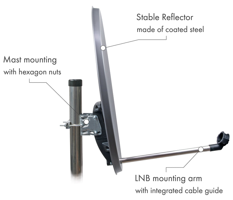 Satellitenschüssel Stahl Hellgrau/Rot/Anthrazit 55 cm